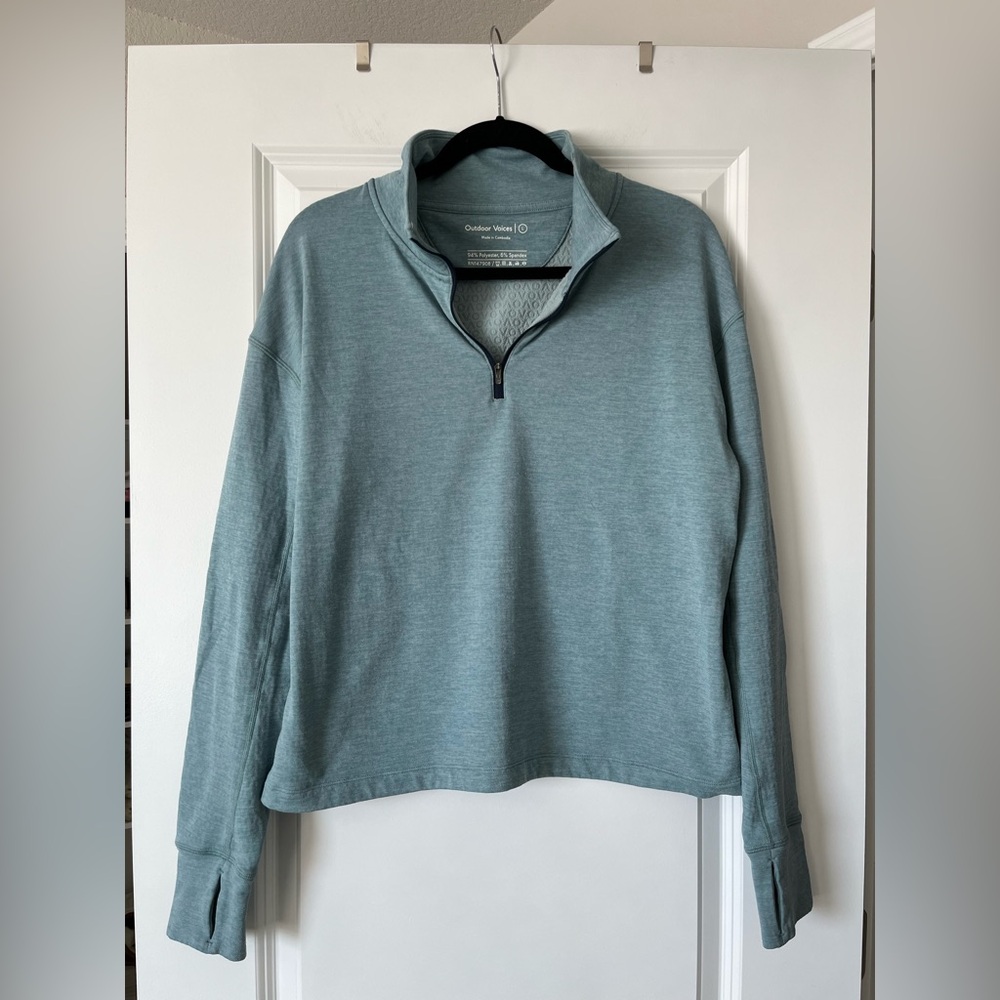 Outdoor Voices Blue Quarter-Zip Sweater